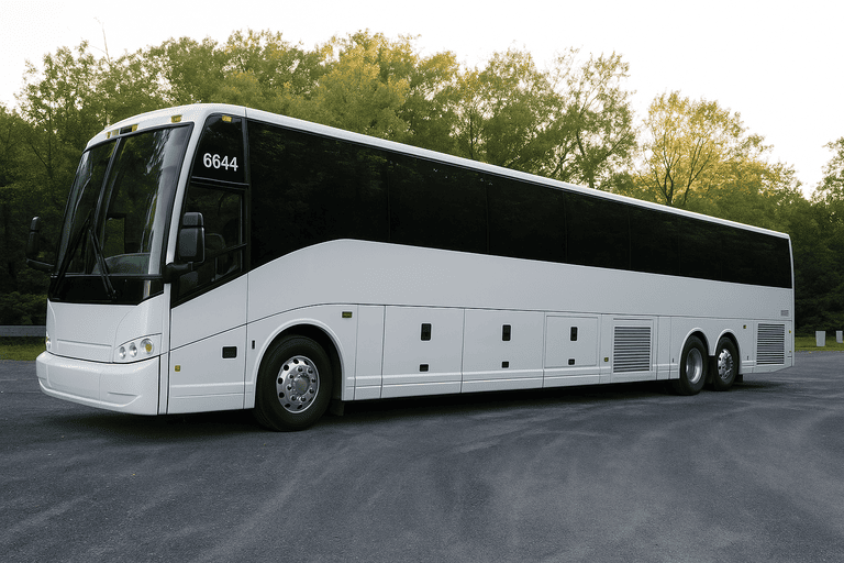 exterior of Charter Bus Rental Longmont coach bus